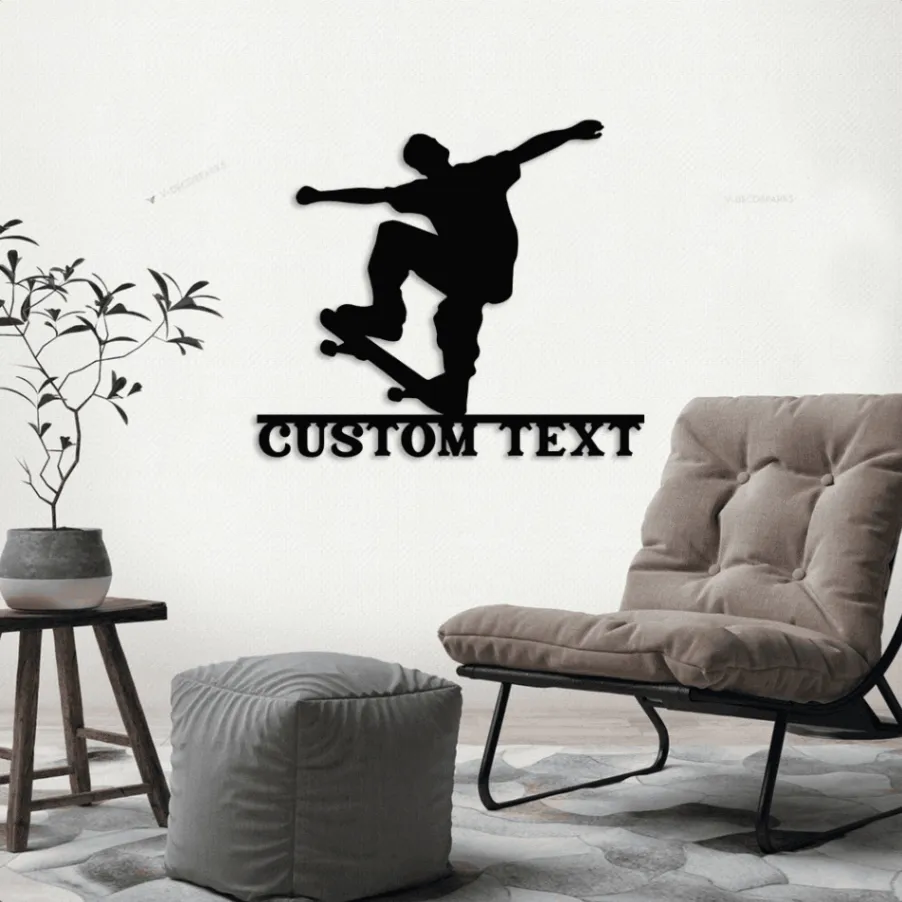 Customizable Metal Skateboarder Led Lights Sign, Skateboarder, Skateboard Sign, Custom Skateboard, Custom Skater Sign, Skateboard Decor (2)
