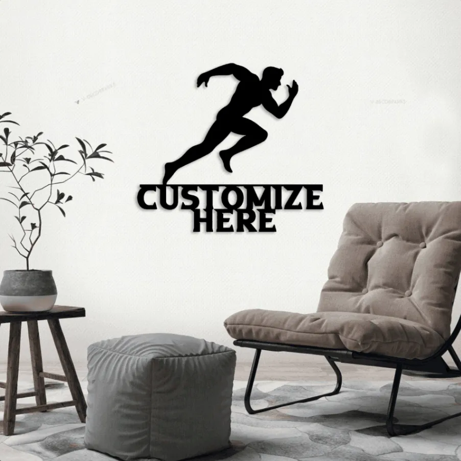 Customizable Metal Sprinter With Led Lights Sign, Personalized Track Sign, Track Decoration, Sprinter Decoration, Running Decoration