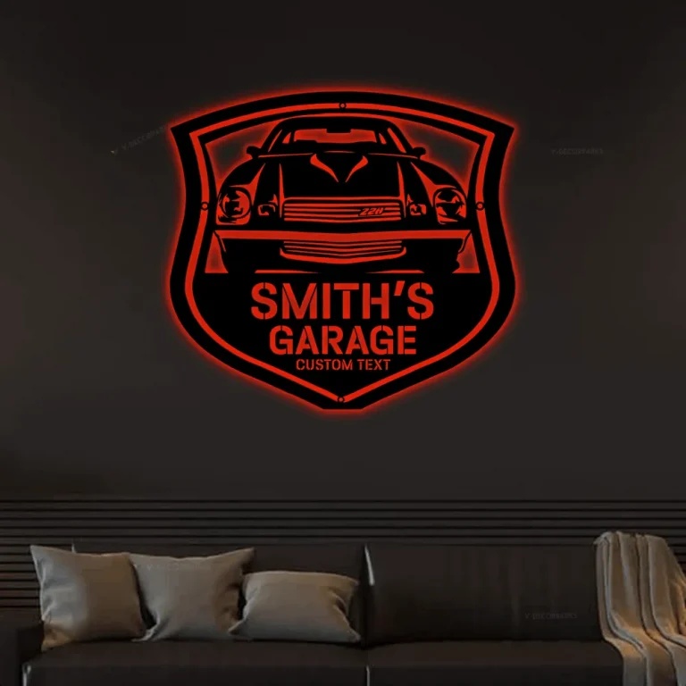 Customized Garage Metal Sign Led Lights, 1978 Camaro Z28 Steel Sign, Front Car Garage Wall Art Mechanic Car Name Home Decor Gift For Dad