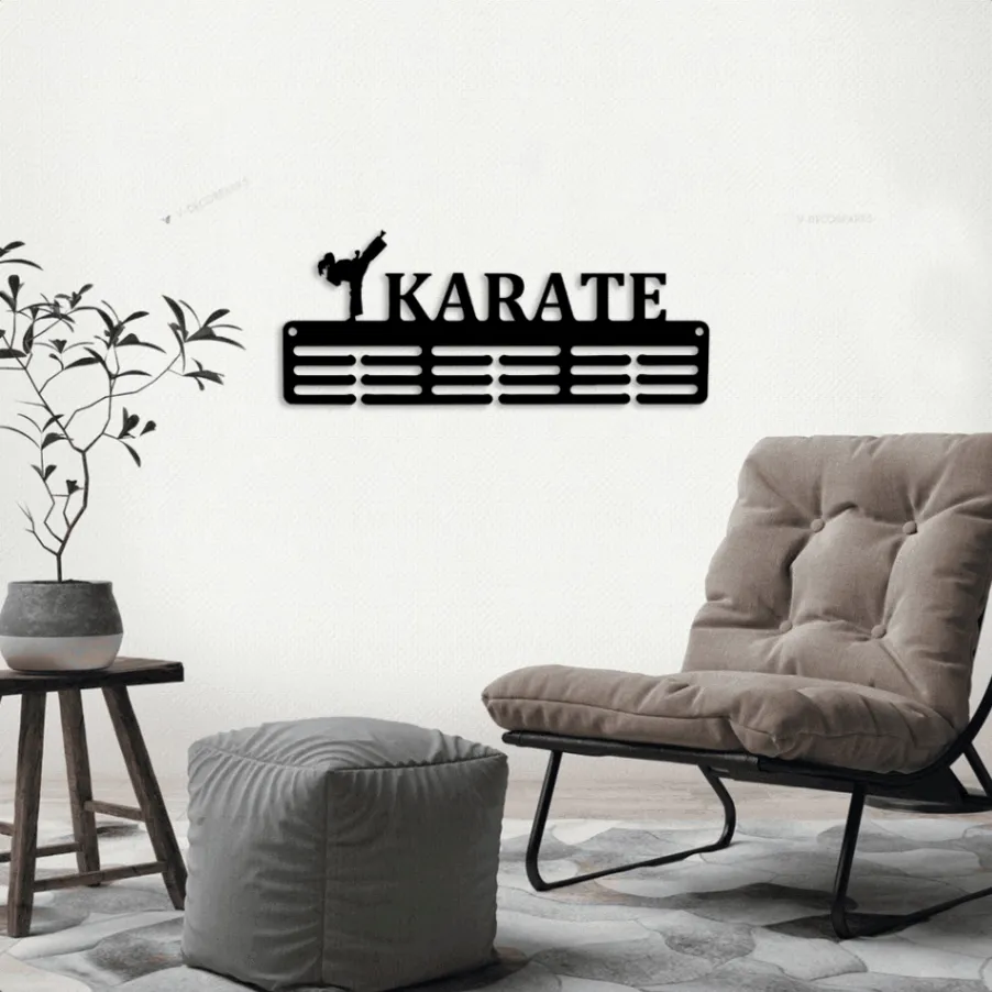 Customized Karate Sport Medal Hanger With Led Lights, Metal Sign - 12 Rungs For Medals & Ribbons, Show Team Spirit, Metal Sign, Art, Wall Decor