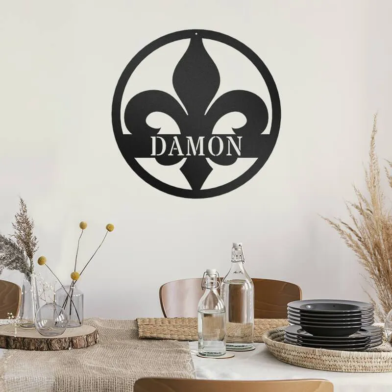 Monogram - Fleur-de-lis Cut Metal, Metal Art Wall Decor, Cut Wall Hanging, Home Decoration, Home Gift
