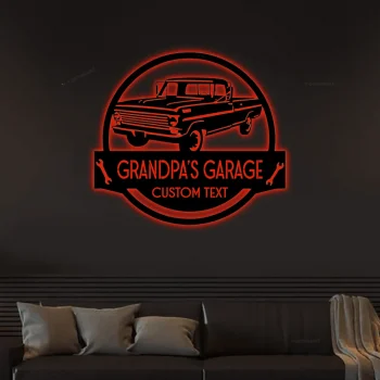 Dad Garage Sign Led Lightsmonogram Steel Sign, Personalize Car Garage Ford F 100 1967 1972 Established Date Monogram Home Decor