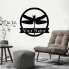 Dragon Fly Metal Sign With Led Lights, - Metal Wall Art Decor Personalized Dragonfly Metal Sign, Farm Sign, Metal Name Sign, Door Hanger