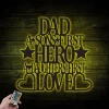 Dad A Sons First Hero A Daughters First Love, Metal Monogram With Led Lights, Metal Wall Decor, Metal Quote, Housewarming Gift, Christmas Gift