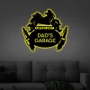 Dads Garage Sign Led Lights, Wall Hanging Decor Personalized Workshop Tool Sign Gift For Him Garage Owner Trike Mechanic Monogram
