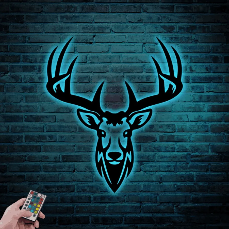 Deer Head Sign With Led Lights, Deer Home Wall Decor, Geometric Wall Art, Bedroom Wall Decor, Hunting Wall Decor, Geometric Deer Head Wall Art