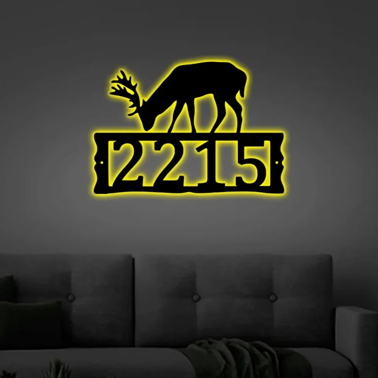 Led Lights, Deer Metal Address Plaque For House, Address Number, Metal Address Sign, House Numbers, Front Porch Address