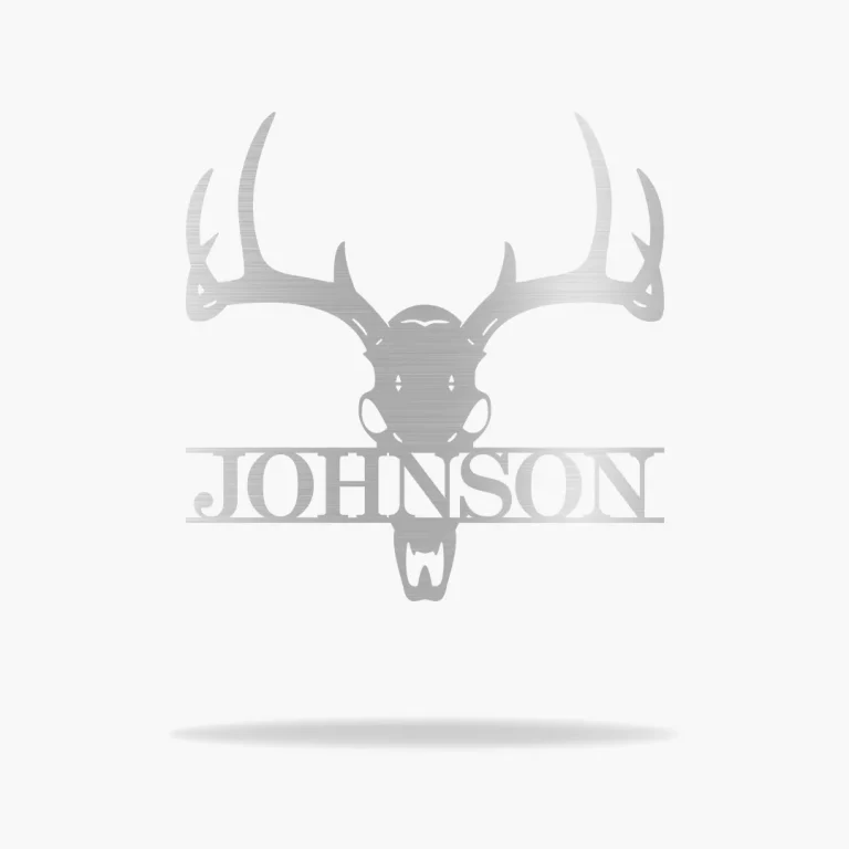 Custom Name Deer Skull ?cut Metal Monogram Sign, Door Hanger, Metal Decorative Wall Art