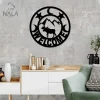 Moose And Mountain Landscape Welcome Metal Sign, Wild Animal Wall Hanging, Metal Wall Art For Outdoor Decor