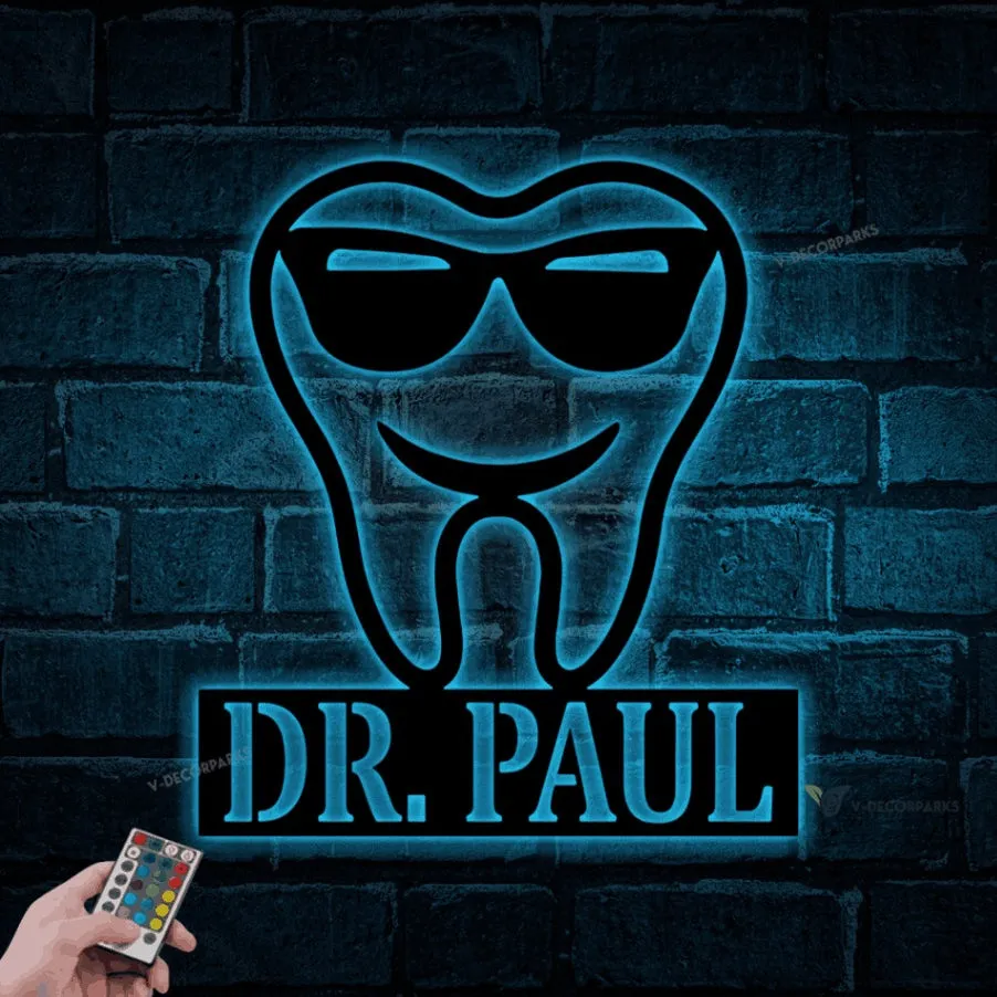 Dentist Office Wall Decor With Led Lights, Dentist Gift, Dental Office Sign, Dentist Office Metal Wall Decor, Personalized Dental Metal Wall Art