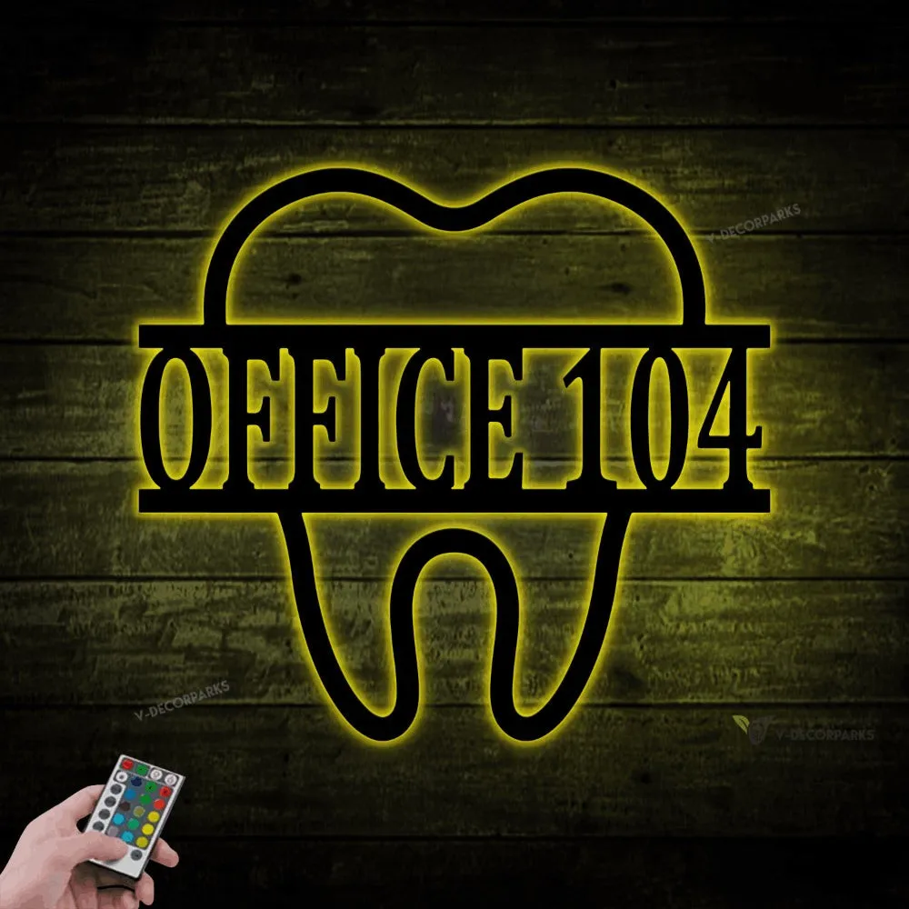 Dentist Office Wall Decor With Led Lights, Dentist Gift, Dental Office Sign, Dentist Office Metal Wall Decor, Personalized Dental Metal Wall Art