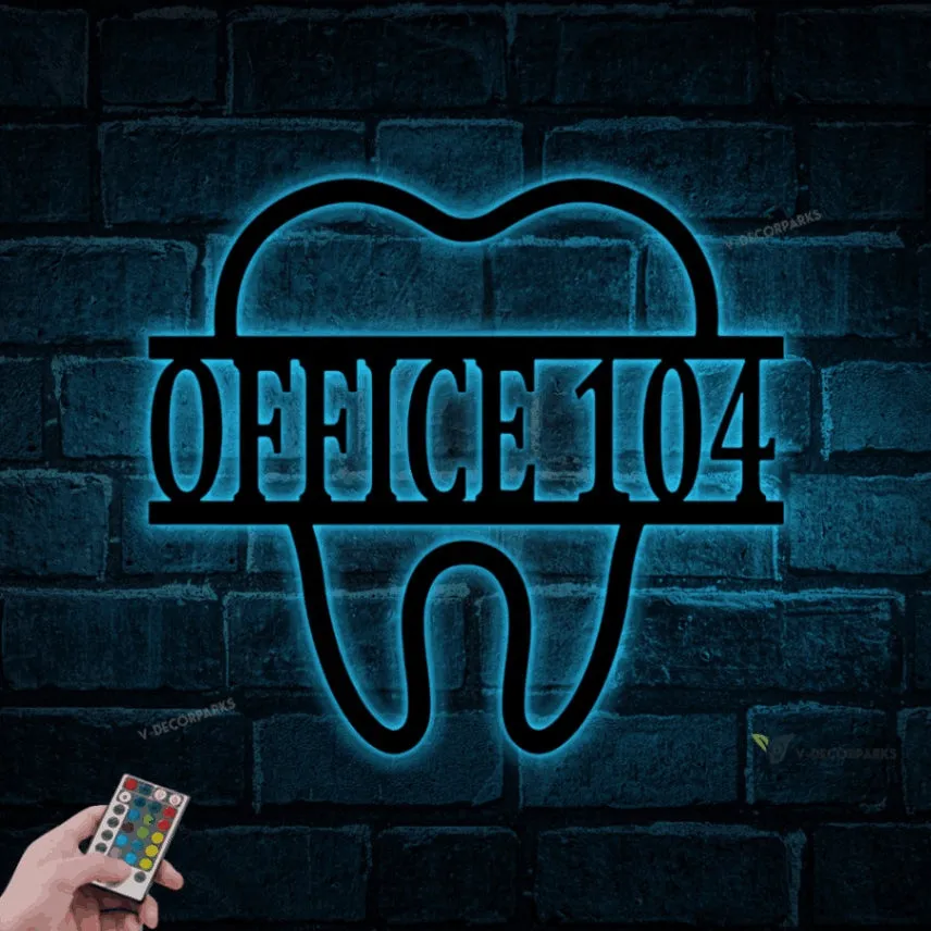 Dentist Office Wall Decor With Led Lights, Dentist Gift, Dental Office Sign, Dentist Office Metal Wall Decor, Personalized Dental Metal Wall Art