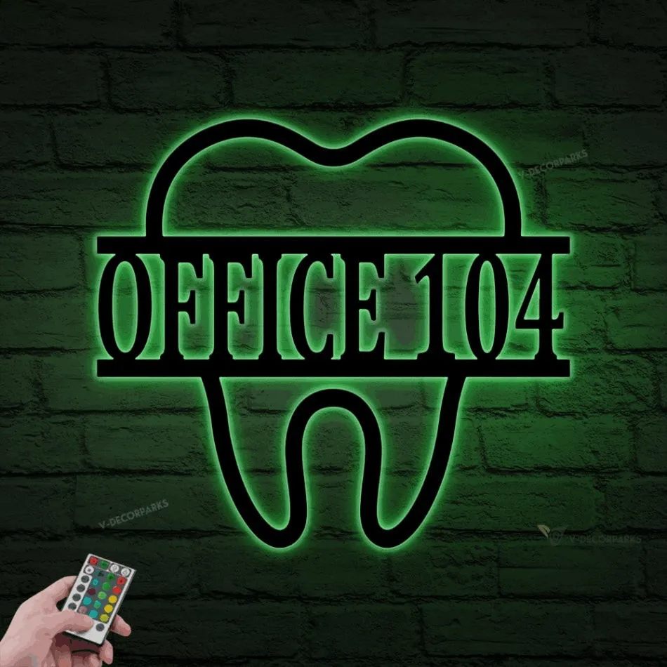 Dentist Office Wall Decor With Led Lights, Dentist Gift, Dental Office Sign, Dentist Office Metal Wall Decor, Personalized Dental Metal Wall Art