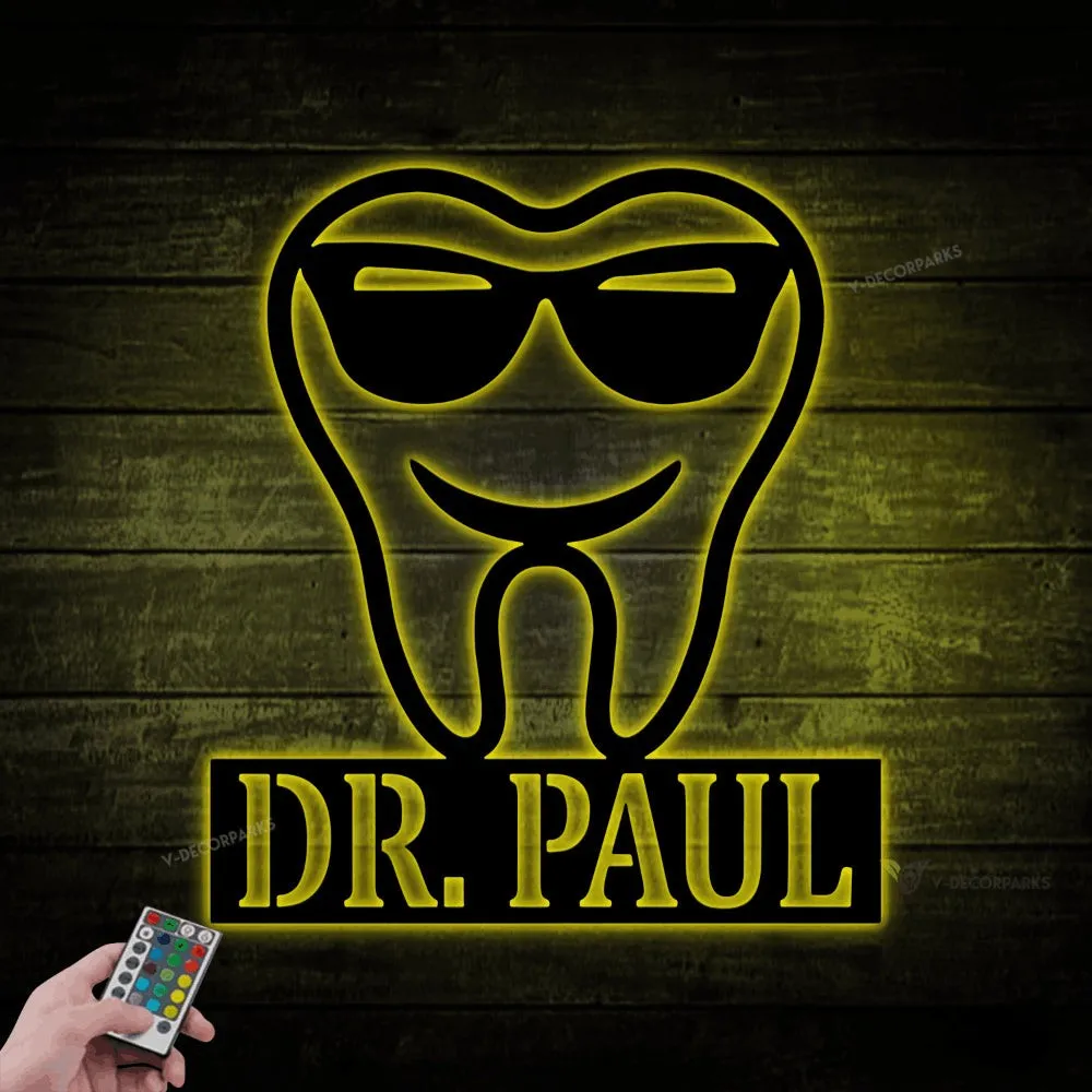 Dentist Office Wall Decor With Led Lights, Dentist Gift, Dental Office Sign, Dentist Office Metal Wall Decor, Personalized Dental Metal Wall Art