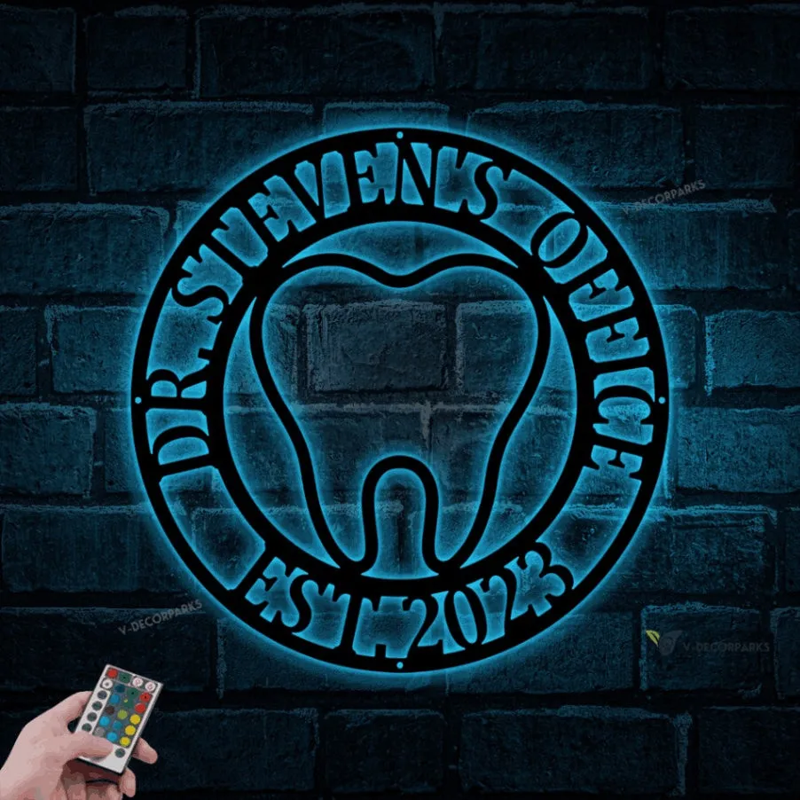 Dentist Office Wall Decor With Led Lights, Dentist Gift, Dental Office Sign, Dentist Office Metal Wall Decor, Dental Metal Wall Art, Hygienist Sign