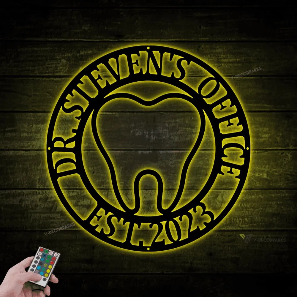 Dentist Office Wall Decor With Led Lights, Dentist Gift, Dental Office Sign, Dentist Office Metal Wall Decor, Dental Metal Wall Art, Hygienist Sign