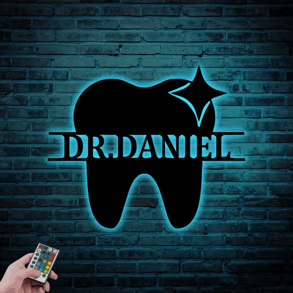 Dentist Office Led Lights, Wall Decor, Dentist Office Sign, Dentist Name Sign, Dental Hygienist Gift Idea, Orthodontist Office Sign