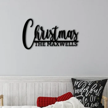 Farmhouse Christmas Metal Sign Monogram Wall Metal Art