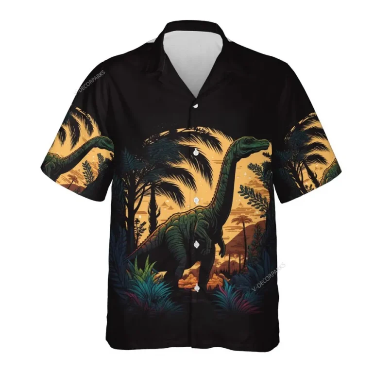 Prehistoric Dinosaur Hawaiian Shirts For Men Women, Dinosaur Summer Beach Shirt, Dinosaur Island Button Down Short Sleeve Shirts, Summer Aloha Shirts