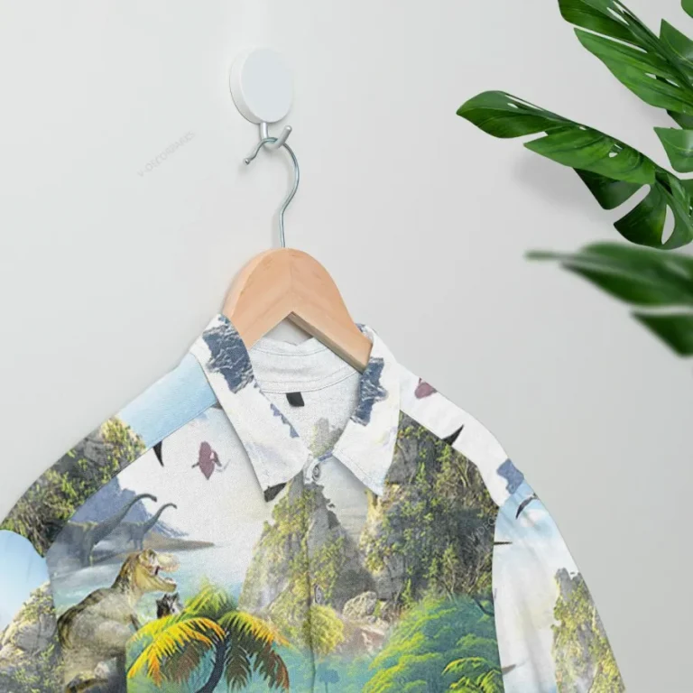 Brachiosaurus Hawaiian Shirts For Men Women, Dinosaur Island Summer Beach Shirts, Tropical Button Down Short Sleeve Shirts, Summer Aloha Shirts