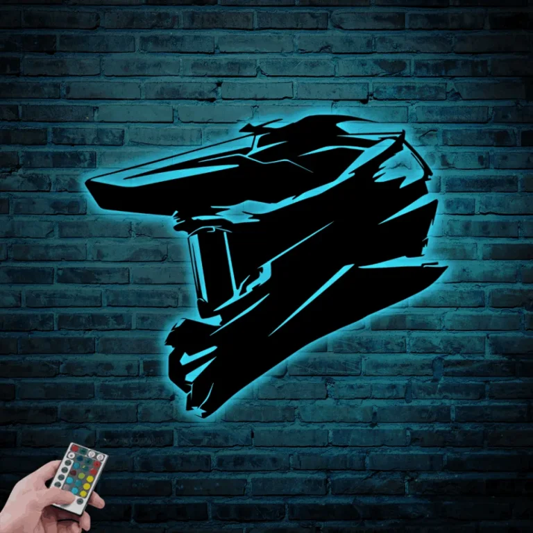 Dirtbike Helmet Metal Sign Led Lights, Dirtbike Helmet Metal Sign, Dirtbike Gifts, Helmet Atv Sign, Motocross Wall Decor, Boys Dirtbike Wall Art