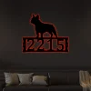 Led Lights, Dog House Numbers - French Bulldog Metal Address Plaque For House, Address Number, Metal Address Sign, House Numbers, Front Porch Address