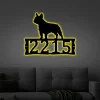 Led Lights, Dog House Numbers - French Bulldog Metal Address Plaque For House, Address Number, Metal Address Sign, House Numbers, Front Porch Address