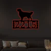 Dog House Numbers Led Lights, - Golden Retriever Metal Address Plaque For House, Address Number, Metal Address Sign, Front Porch Address