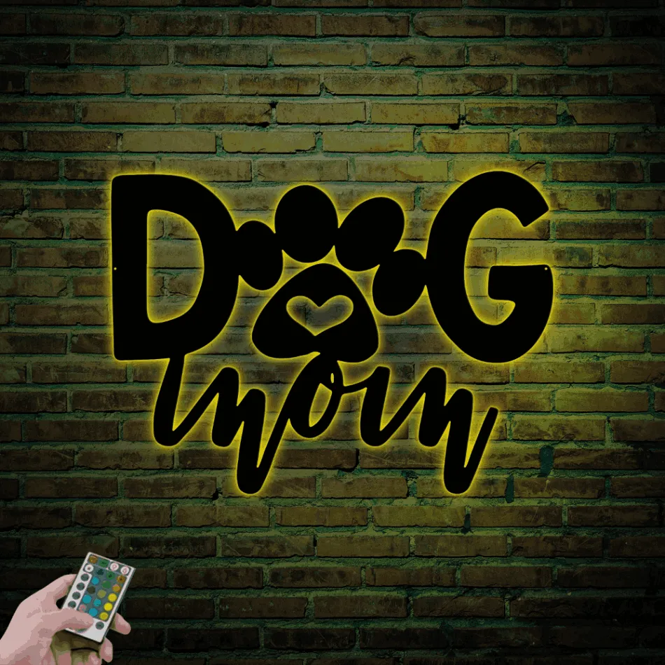 Dog Mom Sign Led Lights, Dog Metal Wall Art, Dog Mama Gifts, Dog Lover Gift, Dog Mom Gifts, Dog Mom Wall Art, Dog Mom Decor, Dog Decor, Dog Gifts Mom