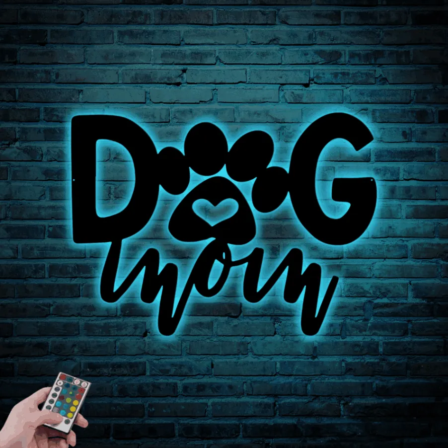 Dog Mom Sign Led Lights, Dog Metal Wall Art, Dog Mama Gifts, Dog Lover Gift, Dog Mom Gifts, Dog Mom Wall Art, Dog Mom Decor, Dog Decor, Dog Gifts Mom