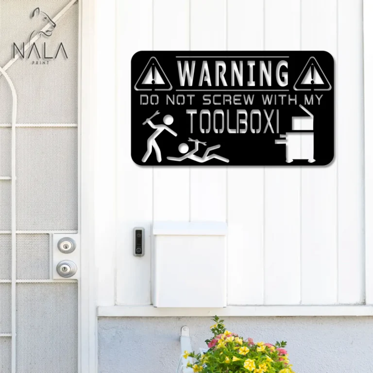 Warninh Do Not Screw With My Toolbox Metal Wall Sign, Outdoor Funny Metal Sign, Art Decor For Front Porch