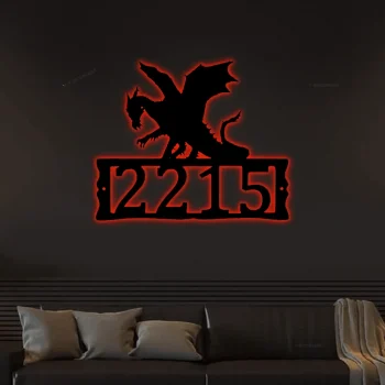 Dragon Led Lights, Metal Address Plaque For House, Address Number, Metal Address Sign, House Numbers, Front Porch Address, Unique Address Sign