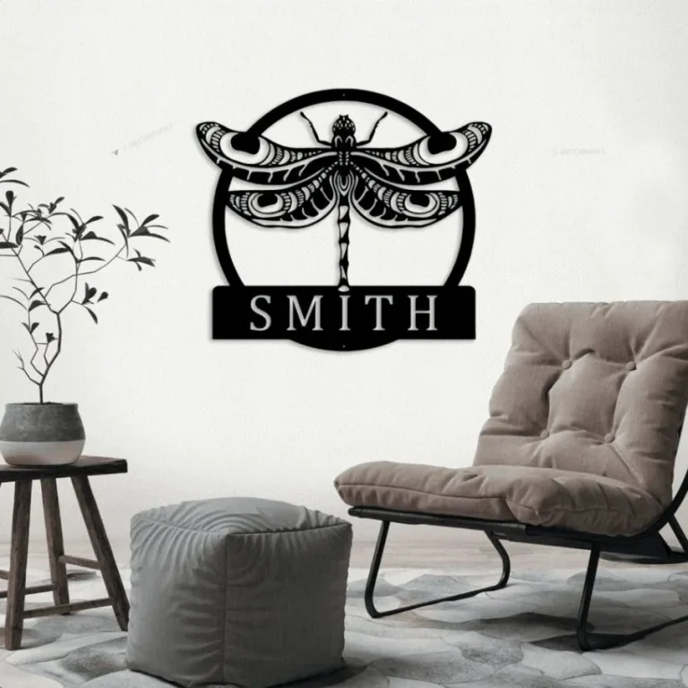 Dragonfly Monogram With Led Lights, Personalized Dragonfly Sign, Dragonfly Metal Decor, Dragonfly Wall Art, Housewarming Gift
