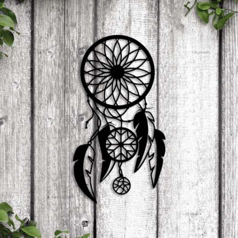 Dream Catcher Metal Wall Art With Led Lights, Boho Decor, Wall Hanging, Farmhouse Bedroom Decor, Above Bed Decor, Dreamcatcher Metal Art