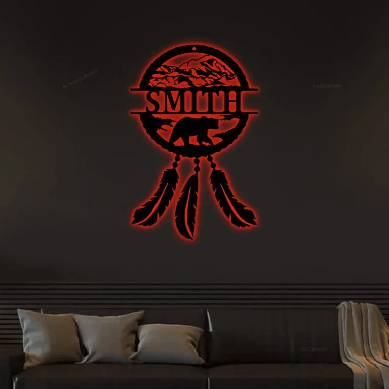 Dream Catcher Monogram With Led Lights, Personalized Dream Catcher, Dreamcatcher Metal Sign, Dream Catcher Sign, Nursery Decor, Dream Catcher