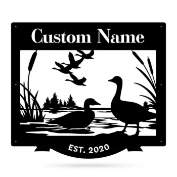 Duck Pond Monogram, Cut Metal Sign, Metal Wall Art, Metal House Sign