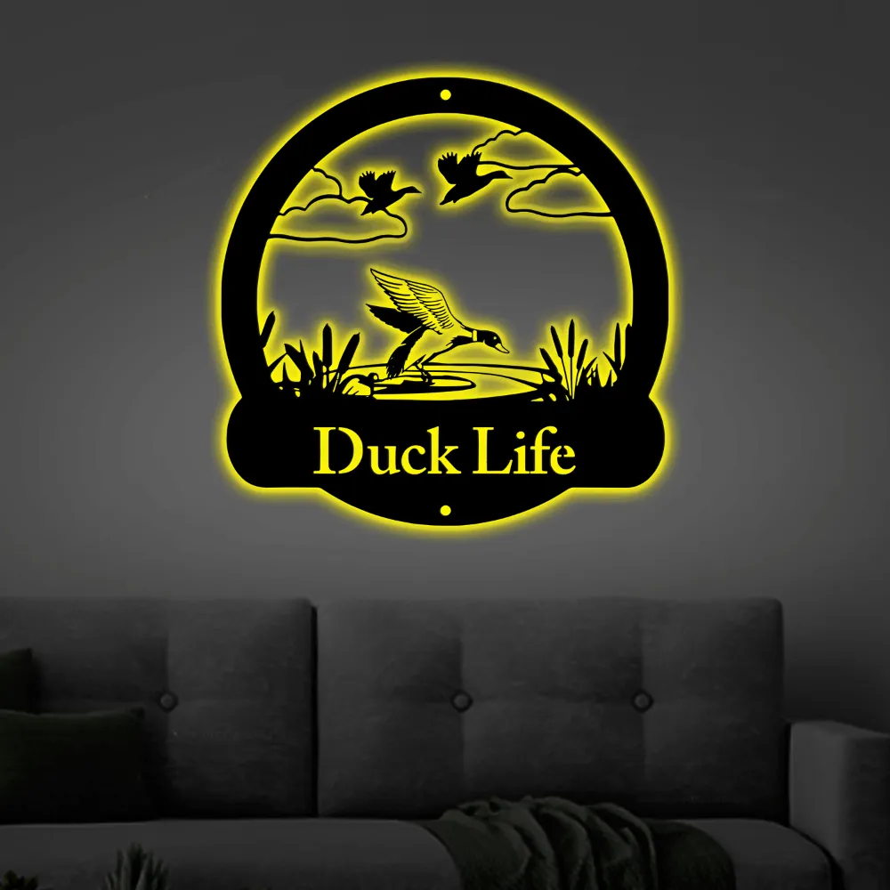 Duck Sign With Led Lights, Duck Hunting Decor, Duck Hunter Gift, Duck Gift For Him, Duck Name Metal Sign, Fathers Day Gift
