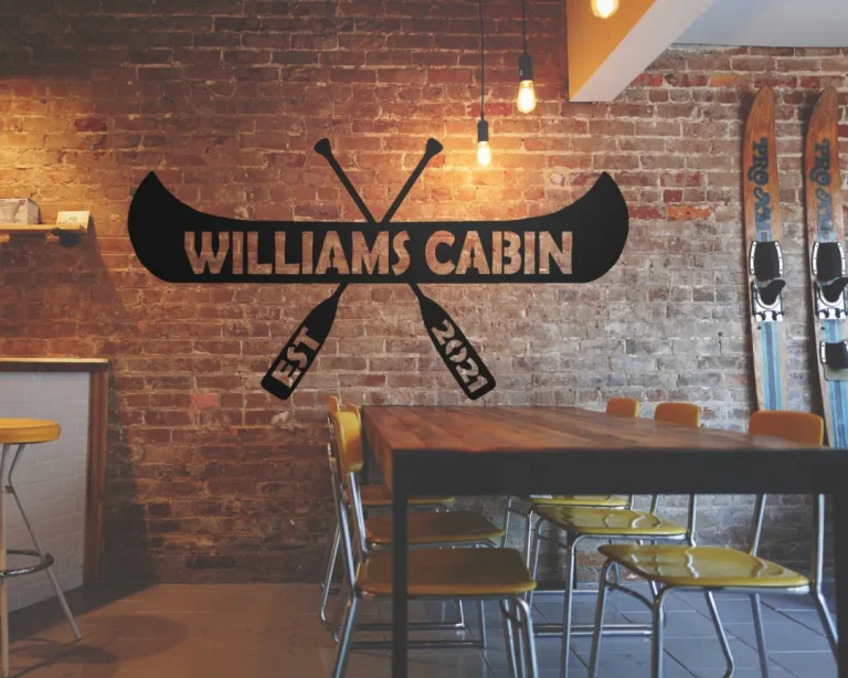 Personalized Canoe Sign Custom Family Name Metal Sign, Personalized Monogram Wall Metal Art