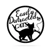 Easily Distracted By Cats Wall Art, Cut Metal Sign, Metal Wall Art, Metal House Sign