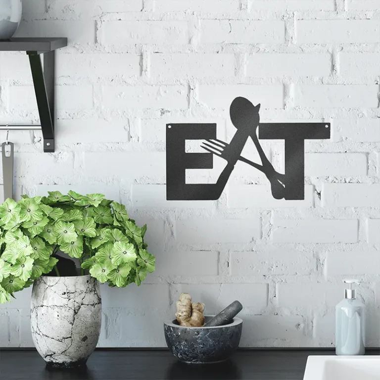 Eat Monogram Metal Sign Wall Decor, Metal Sign Outdoor, Cut Metal Sign, Metal Sign Art Home Decor