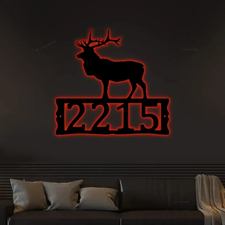 Elk With Led Lights, Metal Address Plaque For House, Address Number, Metal Address Sign, House Numbers, Front Porch Address, House Number Plaque