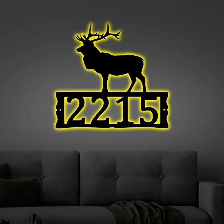 Elk With Led Lights, Metal Address Plaque For House, Address Number, Metal Address Sign, House Numbers, Front Porch Address, House Number Plaque