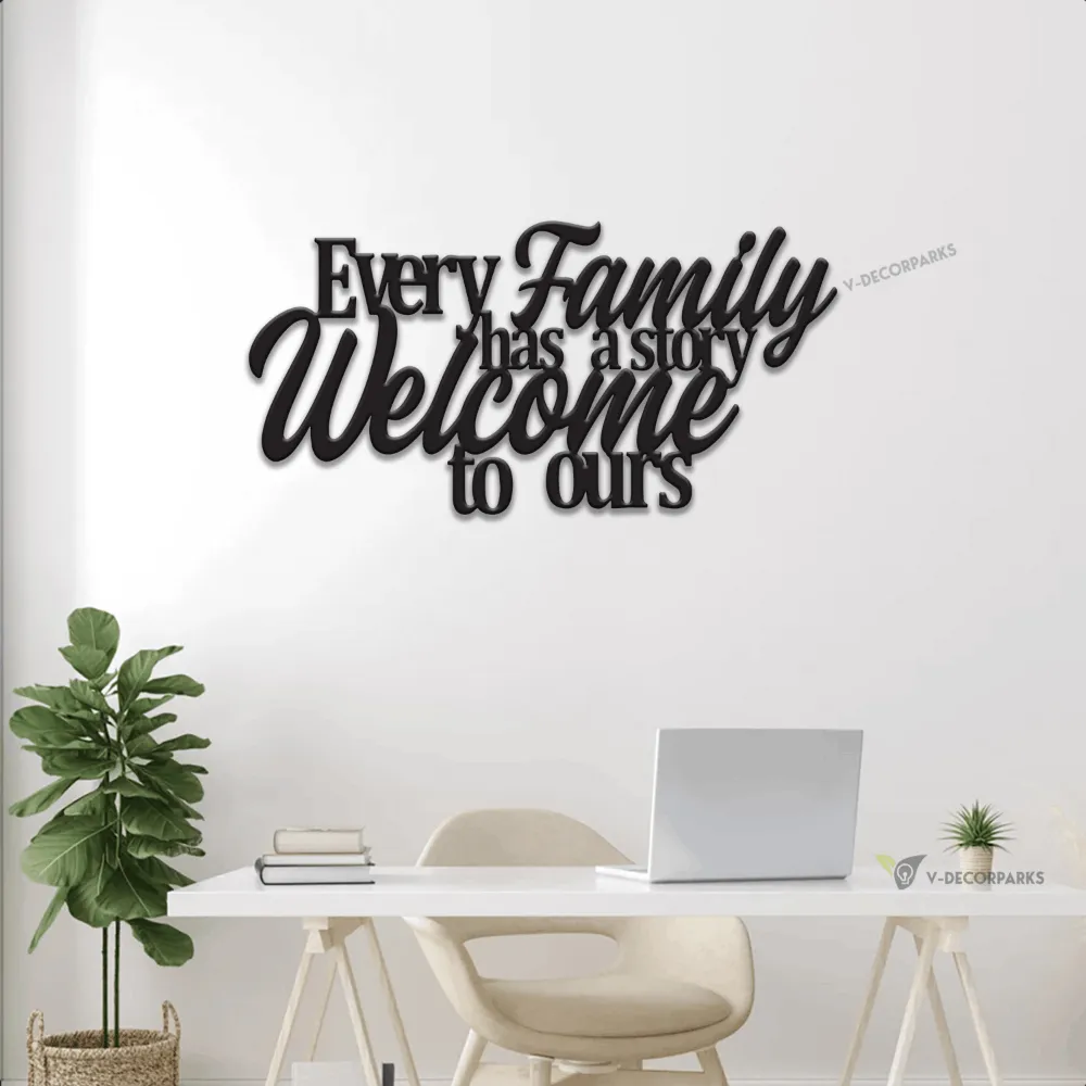 Every Family Has A Story Welcome To Ours, Metal Monogram With Led Lights, Metal Wall Decor, Metal Quote, Housewarming Gift,christmas Gift