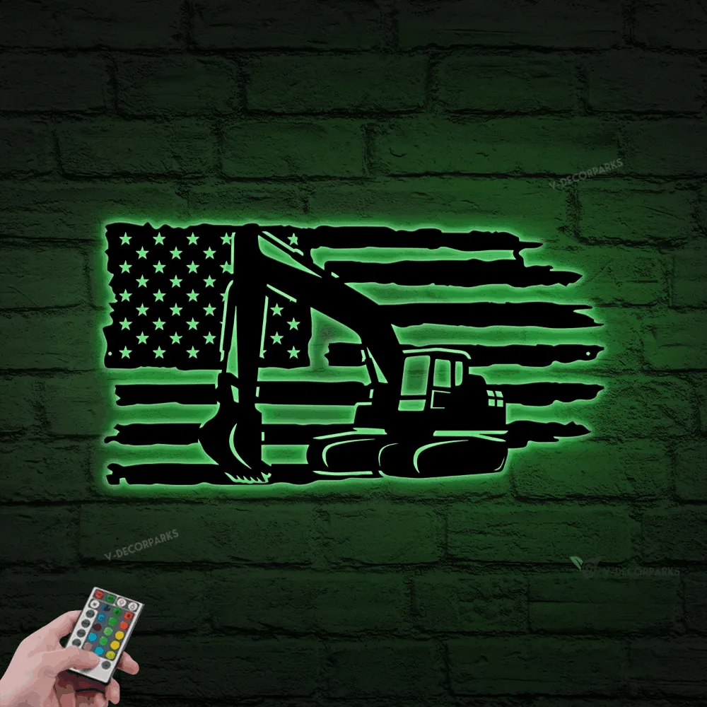 Excavator Signs With Led Lights, Excavator Name Sign, Excavator Signs, Excavator Wall Art, Us Excavator Signs, Equipment Construction Decor