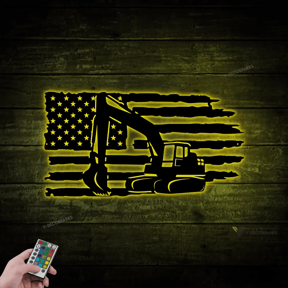 Excavator Signs With Led Lights, Excavator Name Sign, Excavator Signs, Excavator Wall Art, Us Excavator Signs, Equipment Construction Decor