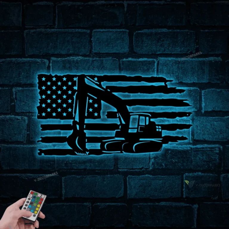 Excavator Signs With Led Lights, Excavator Name Sign, Excavator Signs, Excavator Wall Art, Us Excavator Signs, Equipment Construction Decor