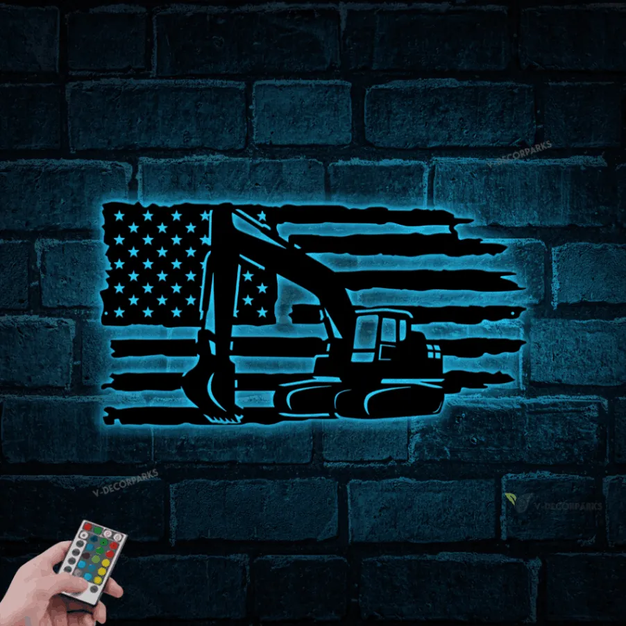 Excavator Signs With Led Lights, Excavator Name Sign, Excavator Signs, Excavator Wall Art, Us Excavator Signs, Equipment Construction Decor
