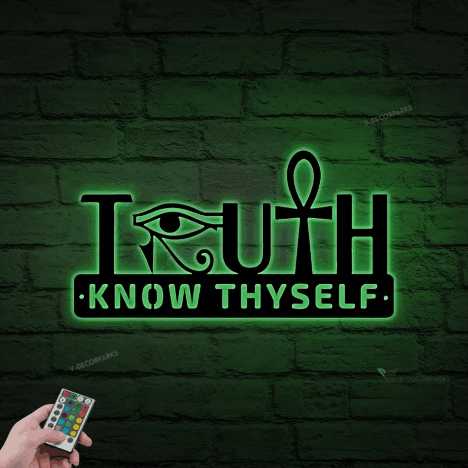 Eye Of Horus And Ankh Symbol Metal Wall With Led Lights, Ankh And Eye Of Horus, Eye Wall Art, Ancient Egypt Signs Wall Decor, Interior Decoration