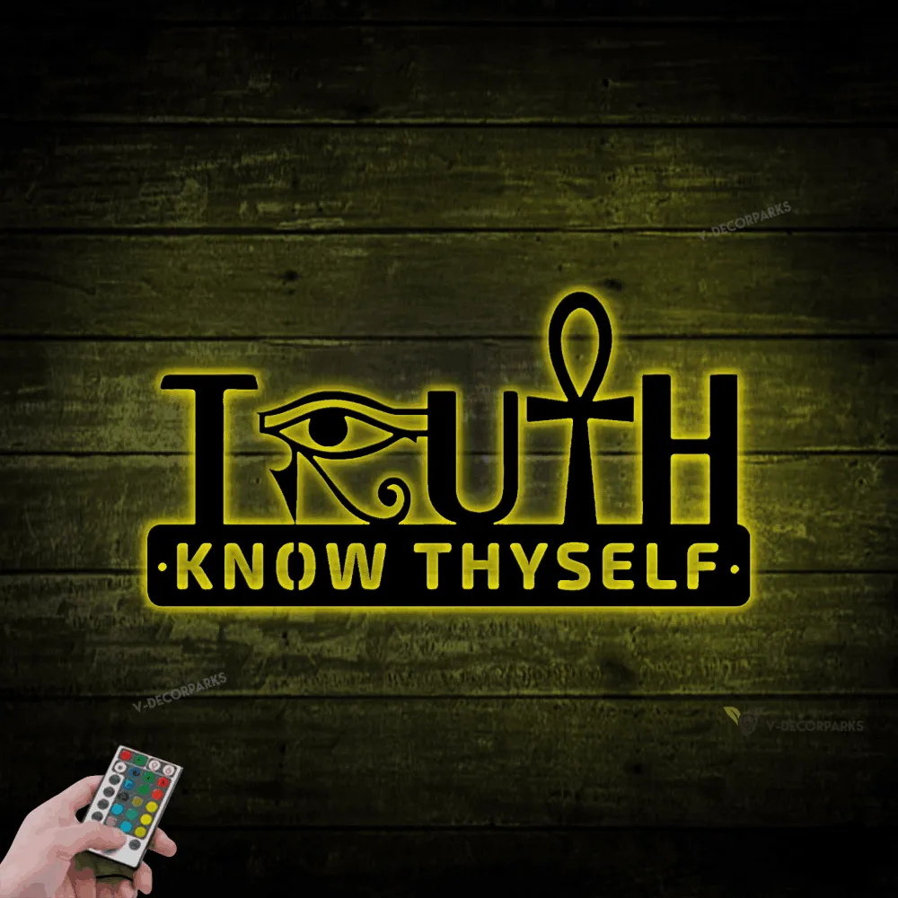 Eye Of Horus And Ankh Symbol Metal Wall With Led Lights, Ankh And Eye Of Horus, Eye Wall Art, Ancient Egypt Signs Wall Decor, Interior Decoration