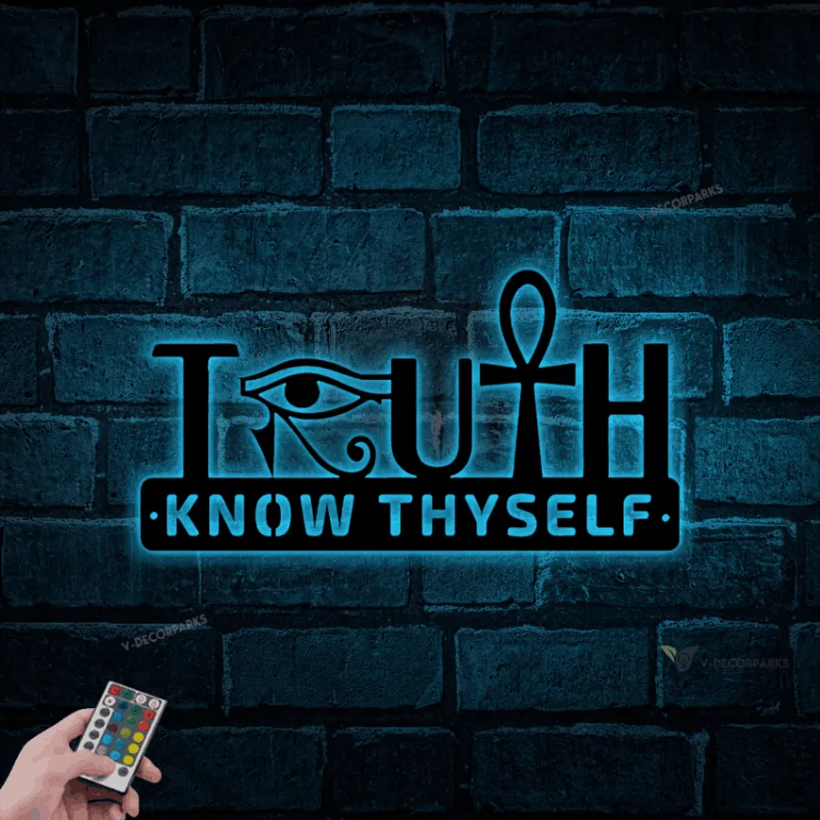 Eye Of Horus And Ankh Symbol Metal Wall With Led Lights, Ankh And Eye Of Horus, Eye Wall Art, Ancient Egypt Signs Wall Decor, Interior Decoration